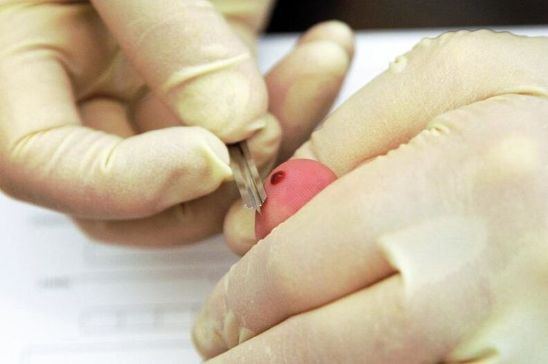Near the blood of the finger